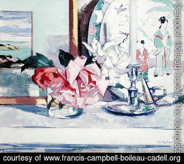 Francis Campbell Boileau Cadell - A Still Life - Roses (lona)