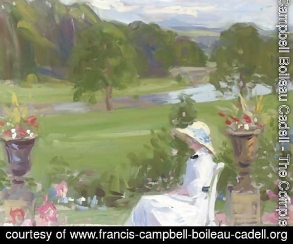 Francis Campbell Boileau Cadell - Jean Cadell at Dalserf, seated in a white dress