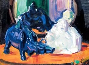 Francis Campbell Boileau Cadell - Still Life With A White Buddha And A Porcelain Buffalo
