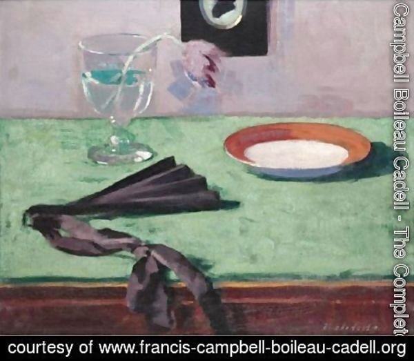 Francis Campbell Boileau Cadell - Still Life With A Tulip And A Black Fan