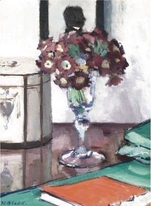 Francis Campbell Boileau Cadell - Still Life With Primulas And A Book