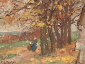 Francis Campbell Boileau Cadell - Autumnal landscape study