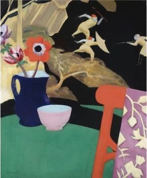 Francis Campbell Boileau Cadell - Still Life With A Lacquer Screen